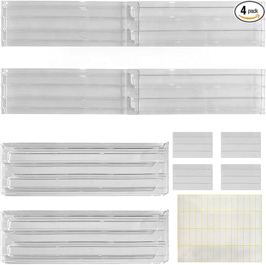 4 pcs Invisible Drawer Divider 10-20'' Adjustable Drawers Organizers for Kitchen Utensils, Bedroom, Dresser, Office Organization and Storage