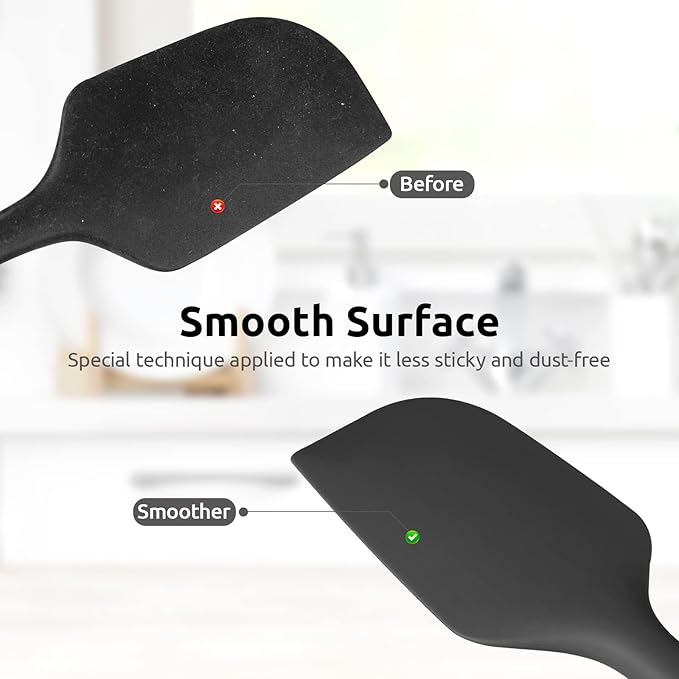 Heat Resistant Silicone Large Spatula: U-Taste 600ºF High Heat Flexible 11.38in Silicon Mixing Stirring Cooking Scraping Baking Bowl Scraper Seamless Spreader for Kitchen Nonstick Cookware (Black)