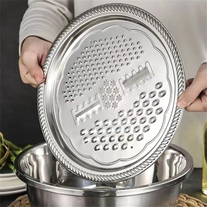 Integrated Grater and Lid on Stainless Steel Mixing Bowls 4 Pcs Kitchen Set