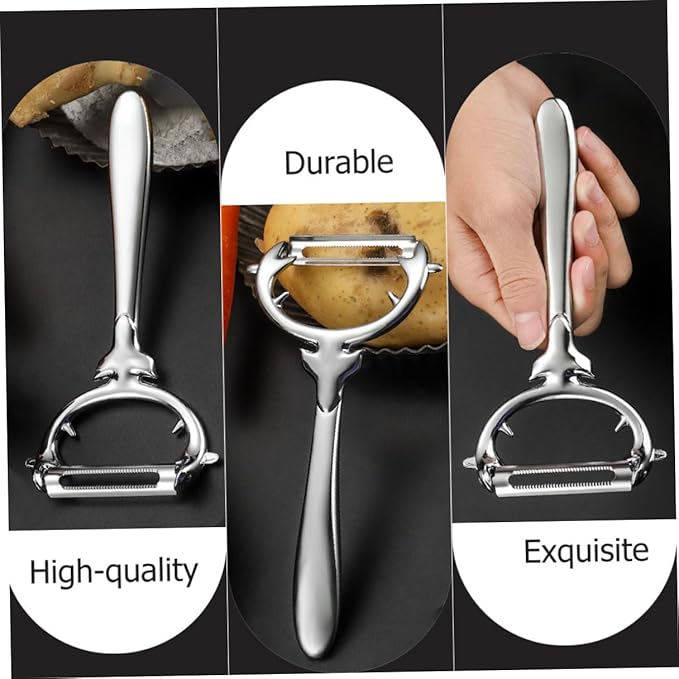 Multi-functional Zinc Alloy Vegetable Peeler Manual Grater for Potatoes Carrots Cucumbers Kitchen Tool Sturdy Design for Easy Skin Removal and Corner Digging