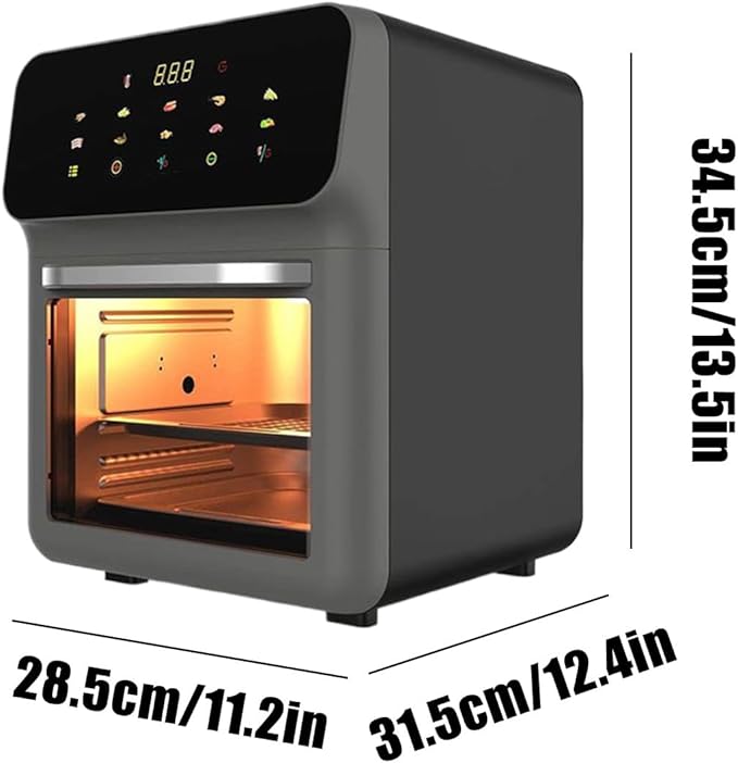 Air Fryer Oven - 11.22in Family Size Toaster Oven with Rack Dehydrator Function for Home Dorm Dining Table Baking Roasting Cooking Adjustable Temperature, Stainless Steel,