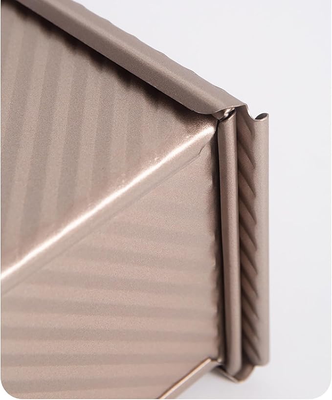 Pullman Loaf Pan with Lid, 2.2 lb Dough Capacity Bakeware for Baking Bread, Carbon Steel Corrugated Bread Toast Mold with Cover