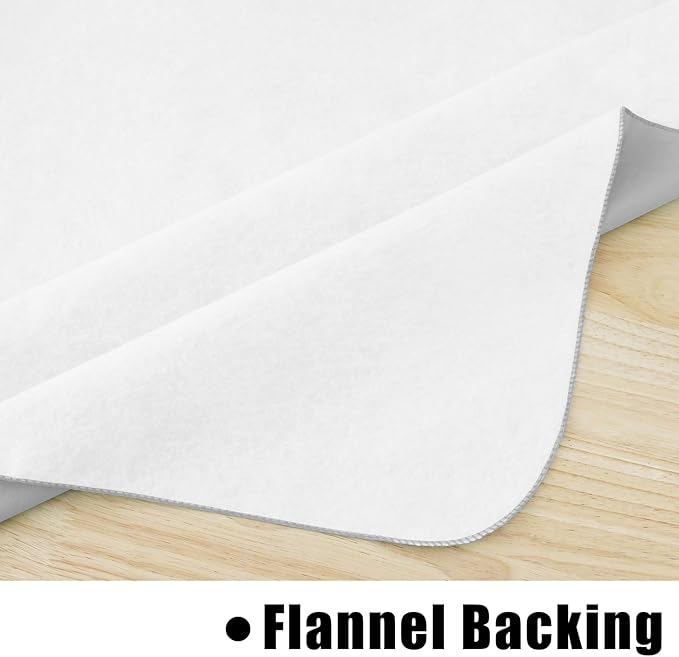 homing Round Vinyl Tablecloth, Waterproof Spillproof Plastic Flannel Backed Table Cloth, Wipe Clean Table Cover for Dining, Buffet Parties and Camping (Light Grey, 60")