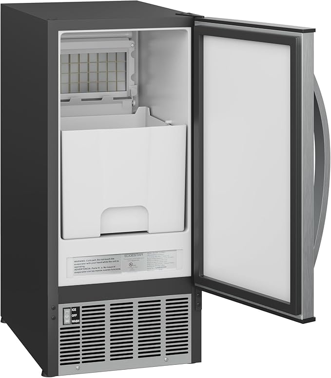 EdgeStar IB450BL 50 Lb. 15 Inch Wide Undercounter Clear Ice Maker - Black Stainless Steel