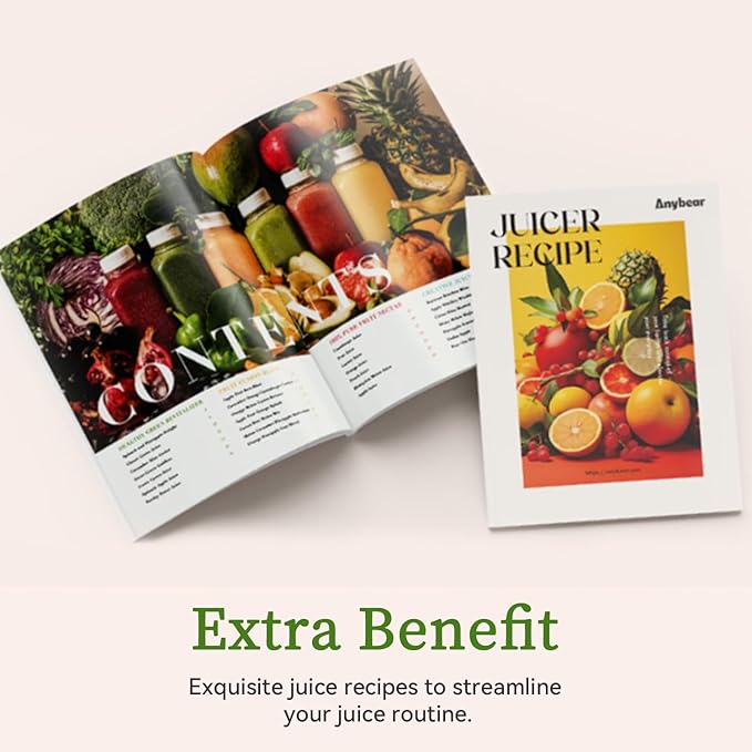 Anybear Slow Juicer, 200W Cold Press Juicer 4.3" Large Feed Chute Fit Whole Fruits Vegetables | Heavy-Duty Auger | Tritan Material | BPA Free | Juice Recipes (Silver Gray)