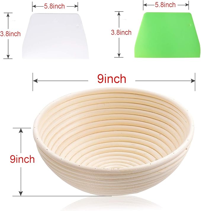 Wwyybfk Banneton Bread Proofing Basket, Sourdough Bread Baking Supplies, 9" Sourdough Bread Proofing Basket Baking Set