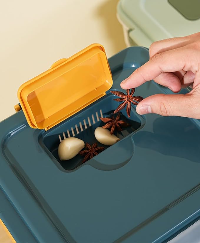 Large Flour Storage Container Bin 25lb, 4Pack Airtight Rice Storage Containers with Wheels Seal Locking Lid, BPA Free with Measuring Cup&Scoop for Flour, Rice, Grain(Blue)