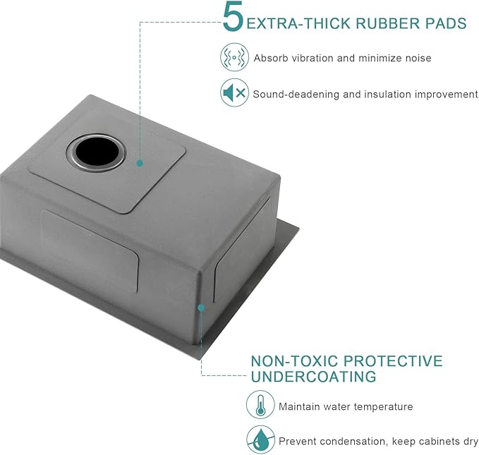 24 inch Drop-in Black Kitchen Sink Single Bowl, Topmount Kitchen Sink with Protective Bottom Grid, Overmount 304 Stainless Steel Kitchen Bar Sink Handmade with Basket Strainer, 24×18×9 inch