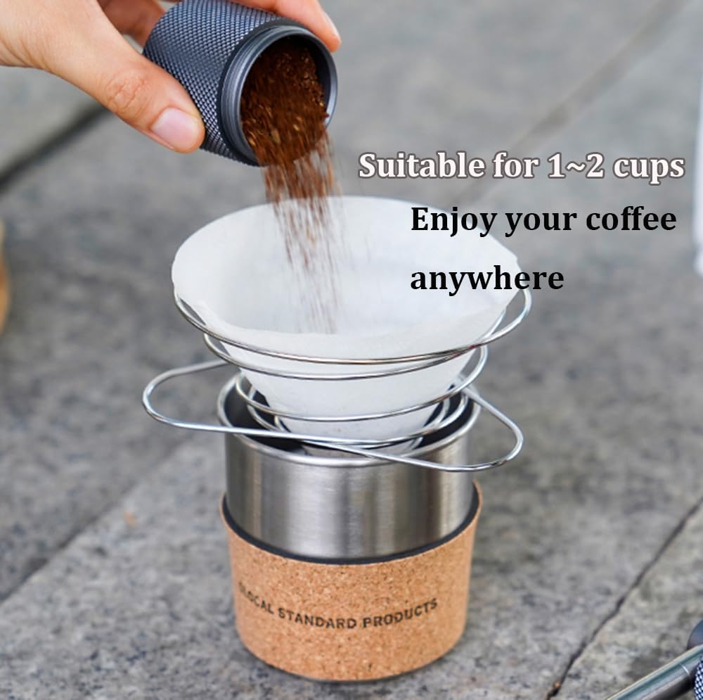 MERMOO YILAN Pour Over Coffee Dripper, for 1~2 Cups, Collapsible Folding Stainless Steel Coffee Maker, Comes with Storage Bag for Camping, Travel, Backpacking