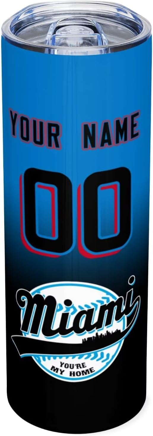 Custom Tumbler Stainless Steel Cup Personalized Baseball Vacuum Insulation Travel Mug Add Your Name Number Fans Gift for Baseball Fans