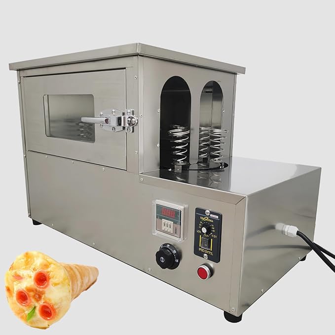 Commercial Rotational Pizza Cone Oven Stainless Steel Electric Pizza Cone Baking Machine with 12pcs Pizza Cone Bases Can be Used with Pizza Cone Making Machine 110V 2000W
