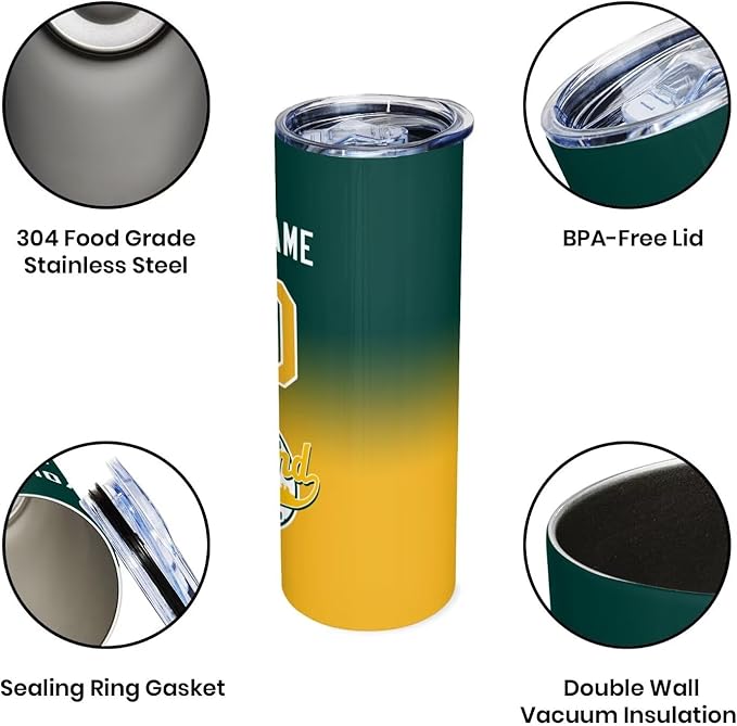 Custom Tumbler Stainless Steel Cup Personalized Baseball Vacuum Insulation Travel Mug Add Your Name Number Fans Gift for Baseball Fans