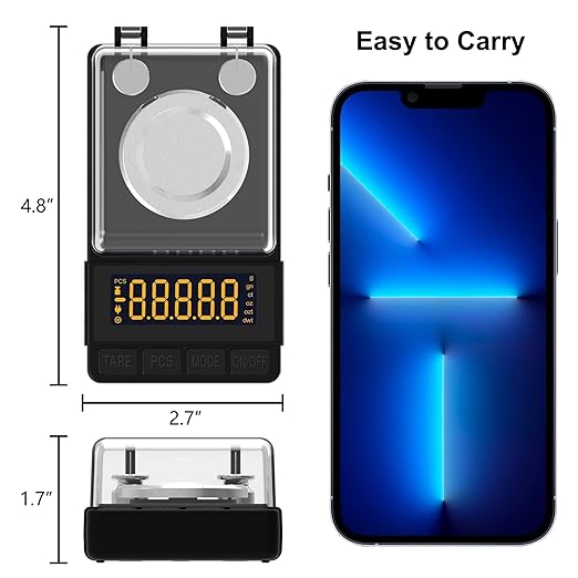 MAXUS Digital Milligram Scale 50g/0.001g, Compact Mg Scale with 20g Calibration Weight and Accessories, Black Powder Scale for Reloading