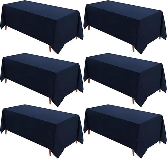 VidaFete Tablecloth 6 Pack 90 * 132inch Rectangle Table Cloth Polyester, Stain Wrinkle Resistant, Rectangular Polyester Table Cover for Kitchen Dinning Party Wedding Buffet Decoration(Navy Blue)