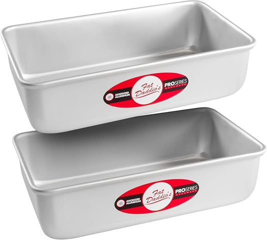 Fat Daddio's BP-5643 Anodized Aluminum Bread Loaf Pan, 9 x 5 x 2.5 inch, Set of 2, Silver
