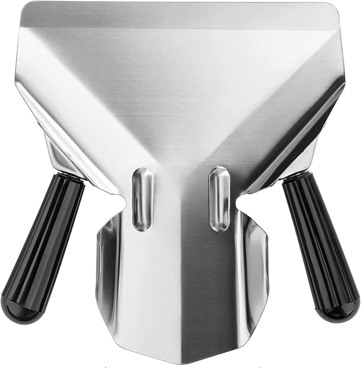 Stainless Steel Dual Handle French Fry Bagger Scoop Chip Popcorn Bagger Ice Candy Snacks Desserts Scooper with Removable Right Handle