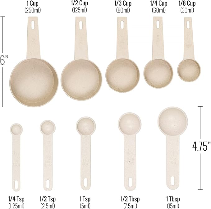 Beille 14pc Wheat Straw Kitchen Utensil Set Peeler Cutter Grater Spoons and Cups