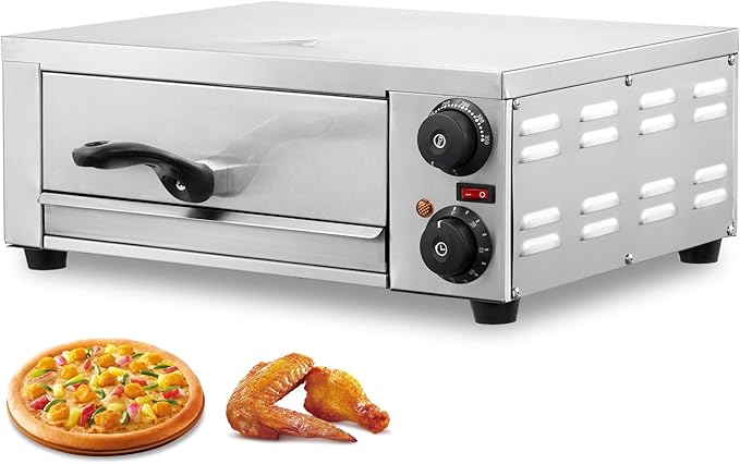VEVOR Electric Pizza Oven for Countertops, 12-inch, 1500W, with Temp Control & 0-120 Min Timer, Even Baking Technology & Easy Clean Crumb Tray, Ideal for Both Commercial & Home Kitchens