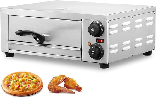 VEVOR Electric Pizza Oven for Countertops, 12-inch, 1500W, with Temp Control & 0-120 Min Timer, Even Baking Technology & Easy Clean Crumb Tray, Ideal for Both Commercial & Home Kitchens