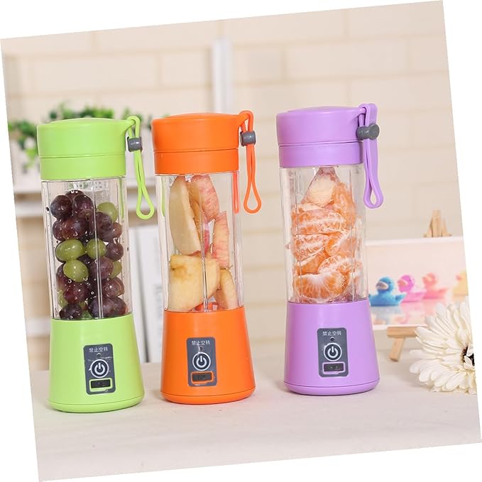 Portable USB Rechargeable Mini Juicer Bottle with Stainless Steel Blades Compact Fruit Mixer for Travel Home Use Easy to Clean Purple