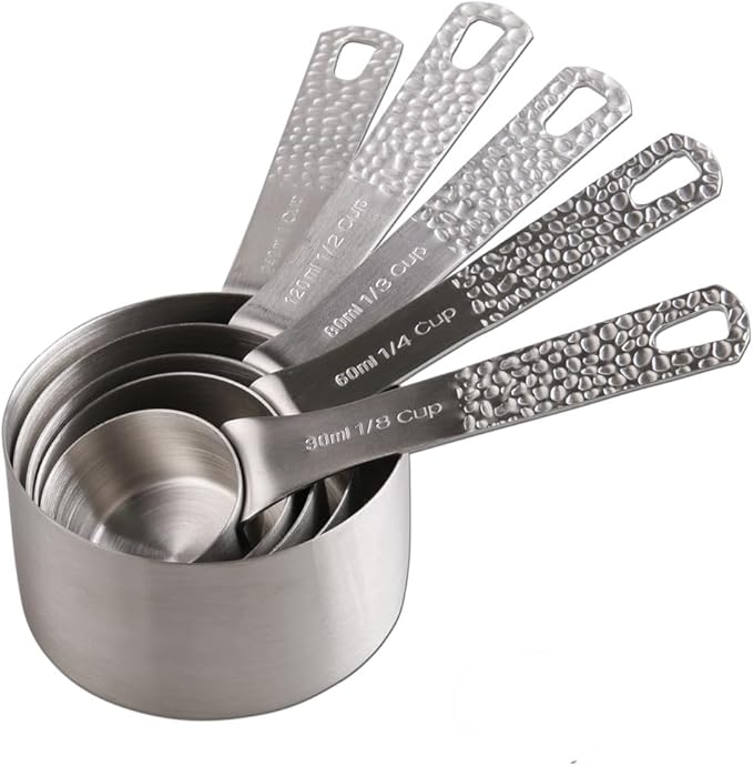 Measuring Cups and Spoons Set 14, Stainless Steel Measuring Cups and Spoons set for Baking & Kitchen, 5 Metric & US Measuring Cups and 6 Measuring Spoons,1Leveler and 2Rings for Dry & Liquid