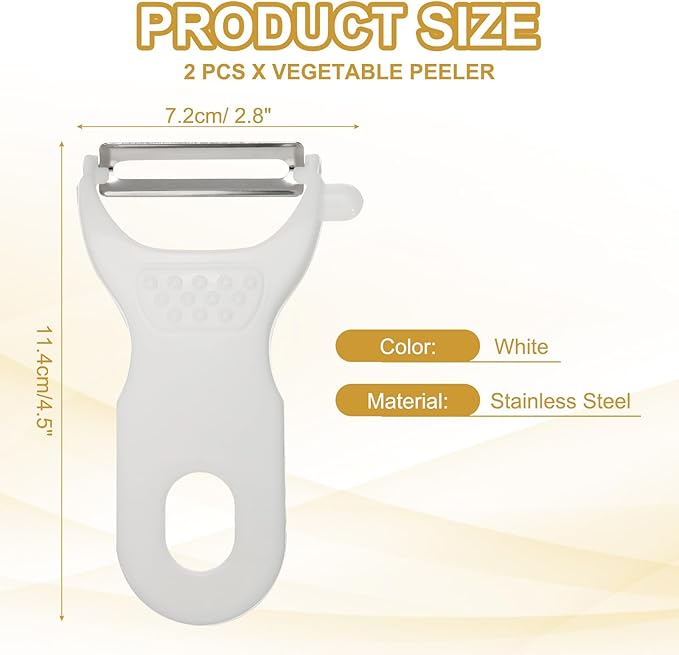 uxcell 2pcs Vegetable Peeler Set, 4.5 Inch Stainless Steel Potato Peeler for Apple Fruits White