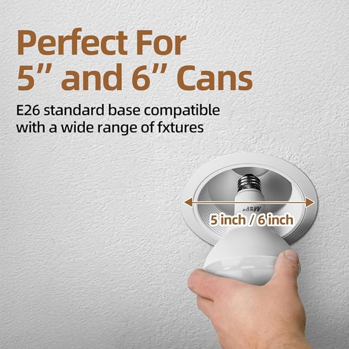 24 Pack BR30 LED Bulbs, 65W Equivalent, 10W 2700K Soft White, 700 Lumens, Flicker-Free, Dimmable Recessed Can Flood Lights for Home & Kitchen, Long Lasting & Energy Efficient, E26 Base, UL Listed