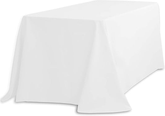LinenTablecloth 90 x 132-Inch Rectangular Polyester Tablecloth with Rounded Corners, White