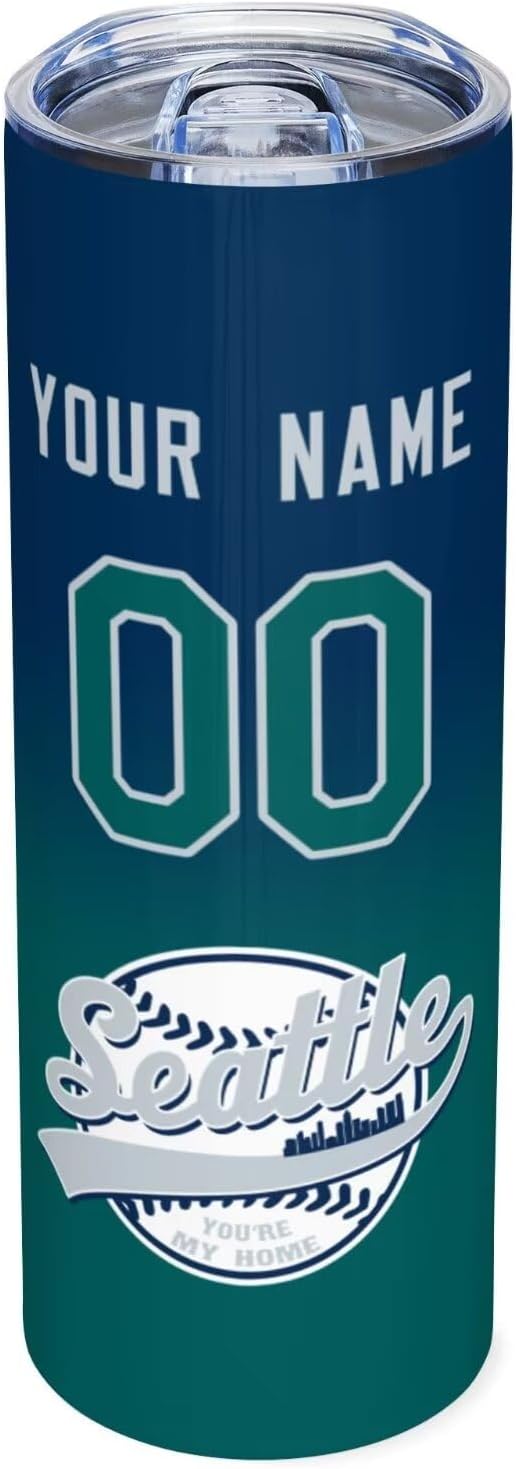 Custom Tumbler Stainless Steel Cup Personalized Baseball Vacuum Insulation Travel Mug Add Your Name Number Fans Gift for Baseball Fans