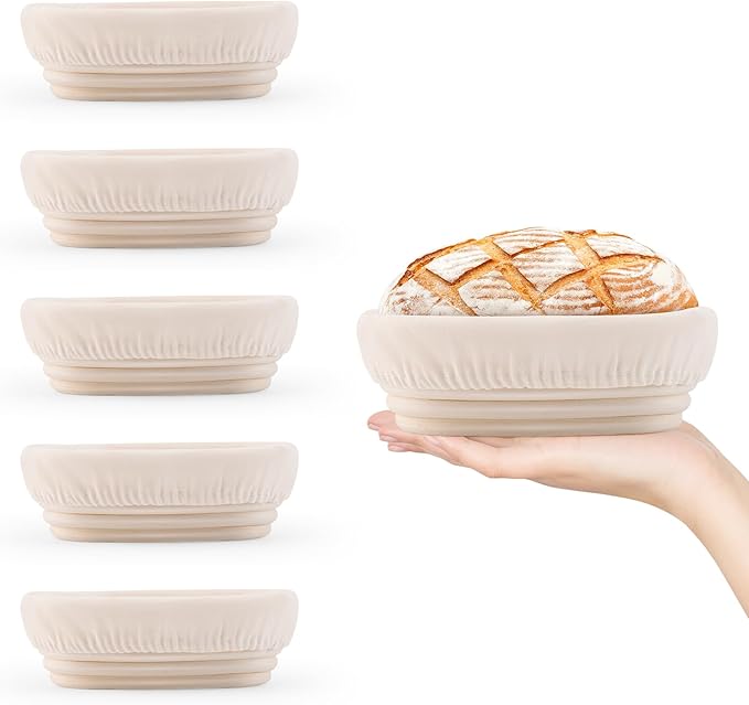 6 Inch Bread Banneton Proofing Basket Oval Mini Banneton Basket Set of 6, Small Sourdough Bakery Bowls with Liner Rattan Sourdough Baking Supplies for Home Bread Making and Baking