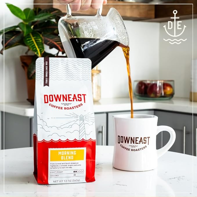Downeast Coffee Roasters Whole Bean Coffee - Morning Breakfast Blend, Light Roast, 100% Arabica Coffee - Smooth, Bright and Balanced - Select Central and South American Highlands (2lb Bag)
