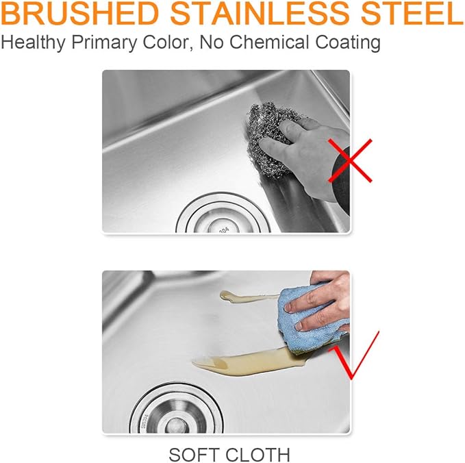 ROVATE 19.6 inch Kitchen or Bar Sink 304 Stainless Steel Undermount Single Bowl, Handmade Small Wet Bar Sink