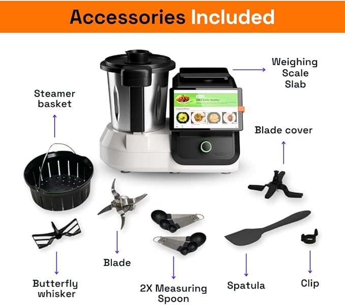 upliance Smart Cooking Companion | Cooks 750+ Recipes: Pav Bhaji, Pasta, Soup, Kadhai Paneer & More | 10 Preparation Modes | AI-Powered | Built-In Weighing Scale | Phone App | WiFi