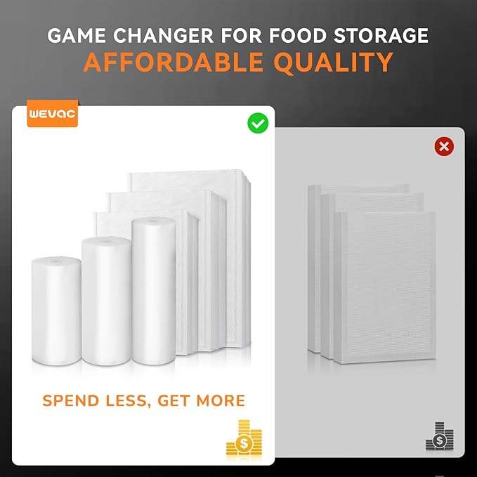 11" x 20' Vacuum Sealer Rolls, 3 Pack-Ideal for Food Storage, Sous Vide, and Meal Prep, Keep Food Fresh and Nutrients, Wevac Lite