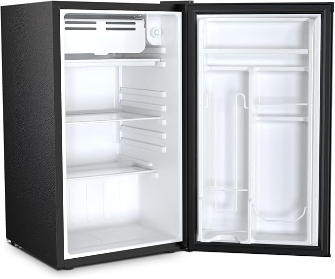 Antarctic Star 3.2 Cu.Ft. Mini Fridge with Freezer, Small Refrigerators with Adjustable Thermostat, Low Noise, Energy Saving, Compact Refrigerators for College Dorm, Office, Apartment, Stainless Steel