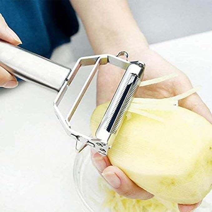 Julienne Peeler, Stainless Steel Vegetable Peeler, Double-Sided Blade Vegetable Julienne Cutter and Fruit Slicer, Dual Blade Multifunction Potato Peeler