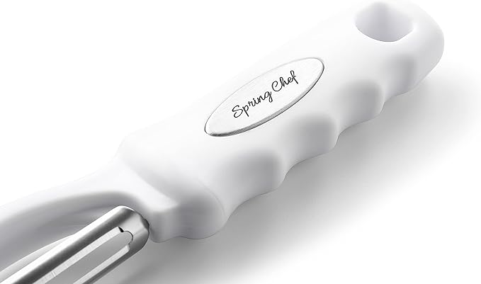 Spring Chef Premium Swivel Vegetable Peeler, Comfrotable Handle and Ultra Sharp Stainless Steel Blades - Perfect Kitchen Peeler For Veggie, Fruit, Potato, Carrot, Apple - White