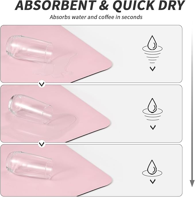 Coffee Mat - Absorbent Hide Stain Rubber Backed Dish Drying Mat for Kitchen Counter - Bar Mats for Countertops Accessories Fit Under Coffee Maker Espresso Machine