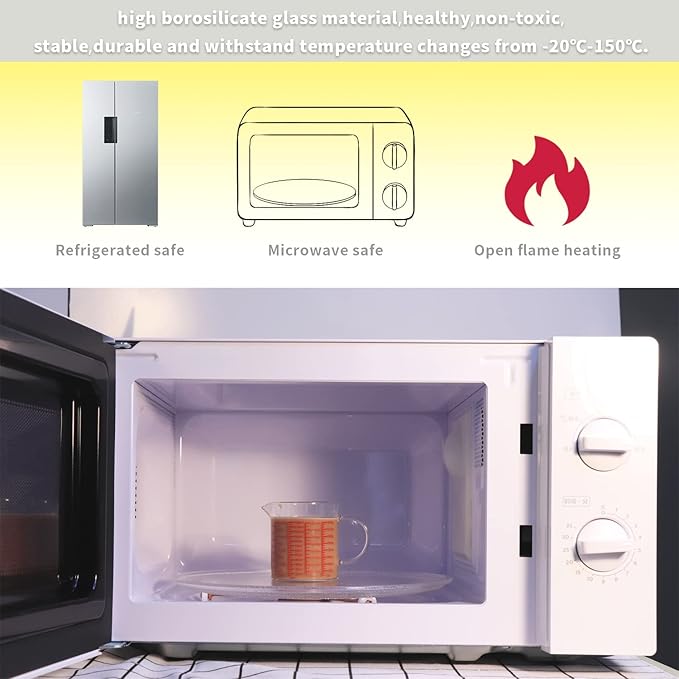 Measure Glass -[Insulated handle | V-Shaped Spout]-Made of High Borosilicate Glass Measuring for Kitchen or Restaurant, Easy to Read, 120 ML (4 Oz)