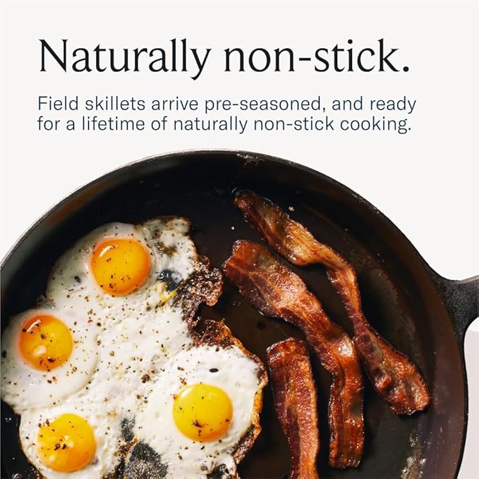 Field Company 8.38 Inch (Small) Cast Iron Skillet – No.6, Perfect for 2 Servings, Lightweight & Smooth, Preseasoned with Organic Oil – Made in USA, Non-Toxic, Vintage Design