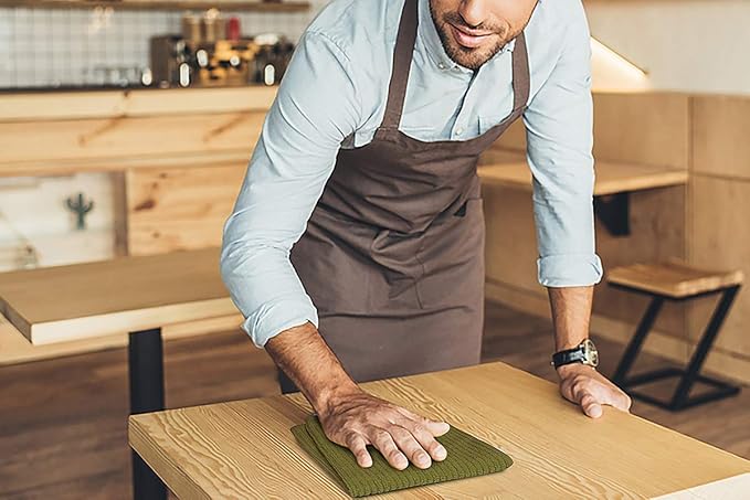 Softolle Bar Mop Towels, Pack of 12-16x19 Inches - 100% Cotton Super Absorbent Towels, Multi-Purpose for Home and Bar Cleaning (Sage Green)