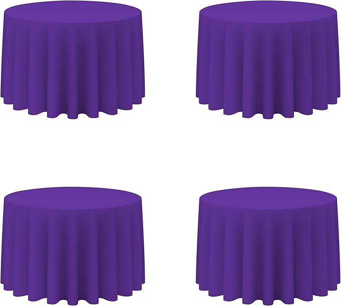 BRILLMAX 4 Pack Purple Round Tablecloths 108 Inch - Circle Bulk Linen Polyester Fabric Washable Table Cloth Cover for Wedding Reception Banquet Birthday Party Buffet Restaurant