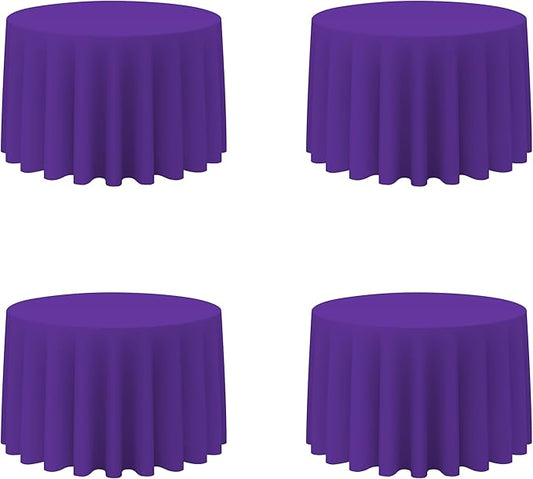 BRILLMAX 4 Pack Purple Round Tablecloths 108 Inch - Circle Bulk Linen Polyester Fabric Washable Table Cloth Cover for Wedding Reception Banquet Birthday Party Buffet Restaurant