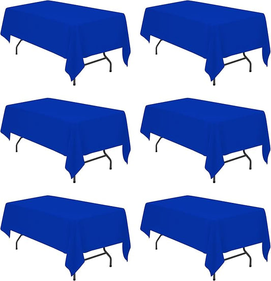BRILLMAX 6 Pack Royal Blue Tablecloths for 6 Foot Rectangle Tables 60 x 102 Inch - 6ft Rectangular Bulk Linen Polyester Fabric Washable Cloth Cover for Wedding Reception Banquet Birthday Party