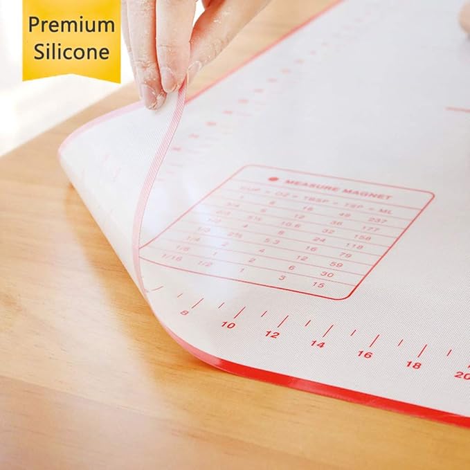 Silicone Pastry Mat Non Stick Extra Thick Baking Mat with Measurement Fondant Mat, Counter Mat, Dough Rolling Mat, Oven Liner, Pie Crust Mat (16''(W)*20''(L))