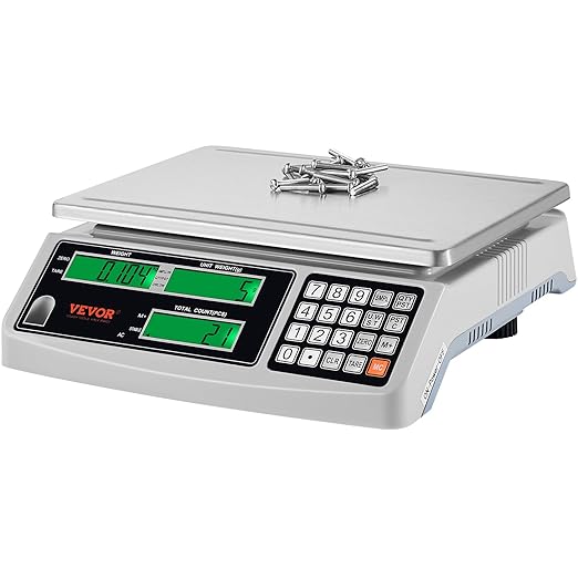 VEVOR Industrial Counting Scale, 30 kg x 1 g, Digital Scale for Parts and Coins, g/kg/lb Units, Electronic Gram Scale Inventory Piece Counting Scale Kitchen Jewelry Counting Scale with 3 LCD Screens