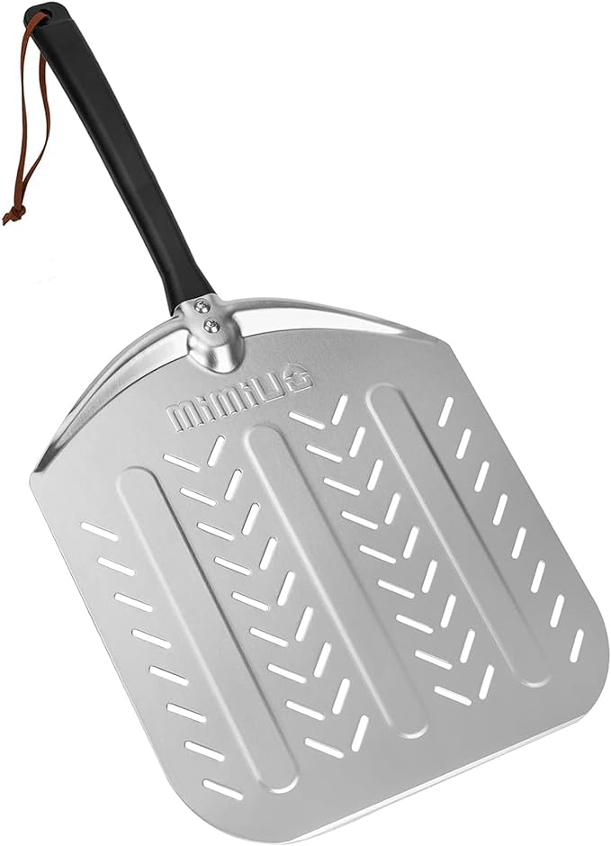 Aluminum Perforated Pizza Peel, Professional 12 x 14 Inch Pizza Spatula Turning Shovel for Baking Bread & Pie, Pizza Paddle for Oven and Grill