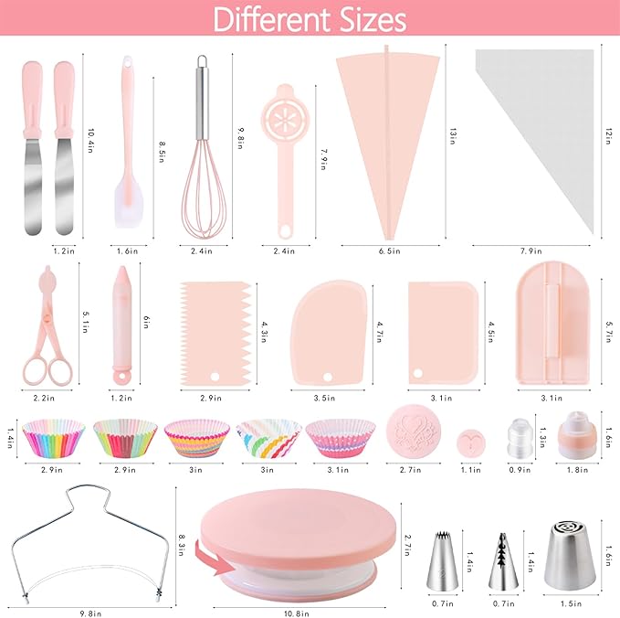 Nifogo Cake Decorating Supplies Kit Tools 356pcs, Baking Accessories with Cake Turntable, Pastry Piping Bag, Piping Icing Tips for Beginners