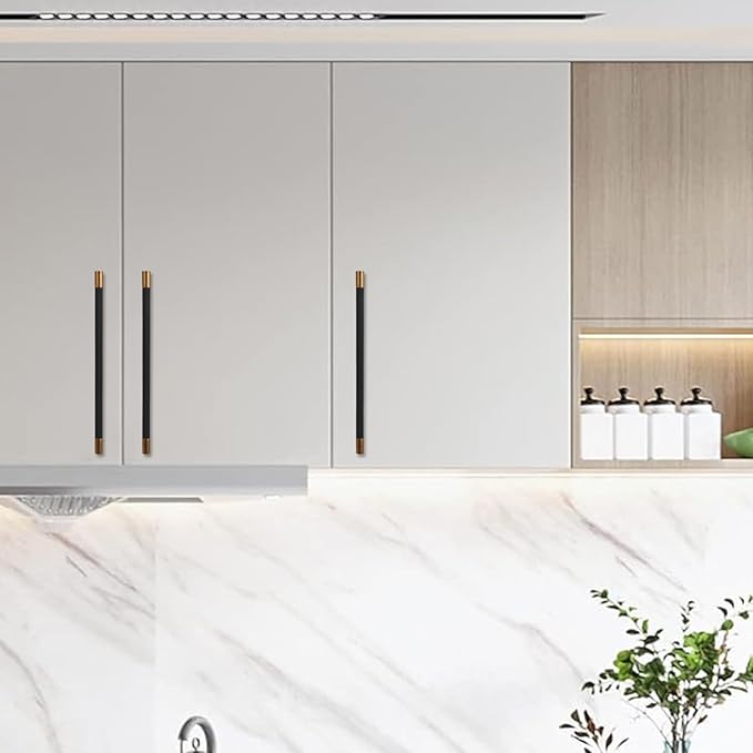 6 Pack 10 inch(254mm) Black and Antique Brass Kitchen Cabinet Handles Knurled Cabinet Pulls Black Drawer Pulls