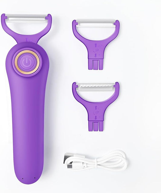 3-in-1 Electric Peeler | Auto Blade for Fruits/Vegetables | 3 Interchangeable Blades | Type-C Charging,Battery Capacity 1500 mAh | Kitchen, Travel, Camping